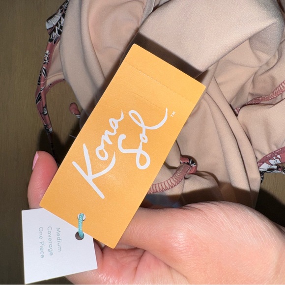 NWT Kona Sol Pink Floral One-Piece Side Tie Swimsuit S - Picture 5 of 6